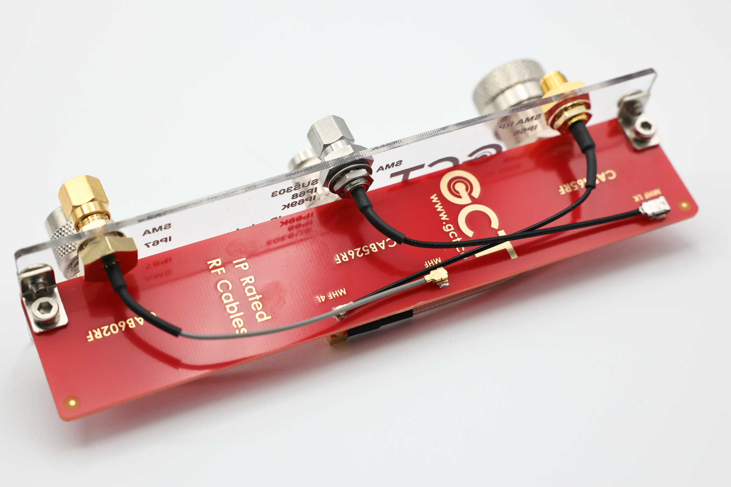GCT IP-rated SMA, BNC, TNC and N-Type bulkhead connectors and cable assemblies